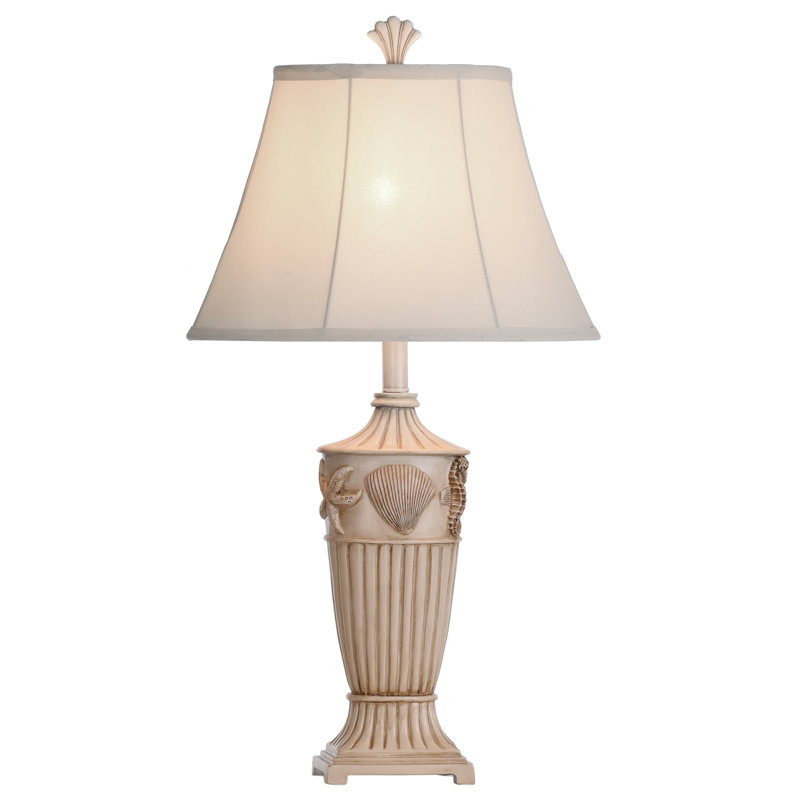 Cream Polyresin Coastal Table Lamp with Fabric Shade