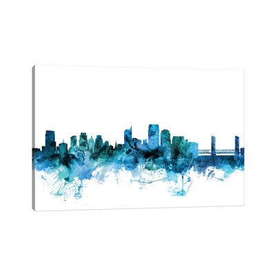 Sacramento, California Skyline by Michael Tompsett - 1 Piece Wrapped Canvas Wall Art