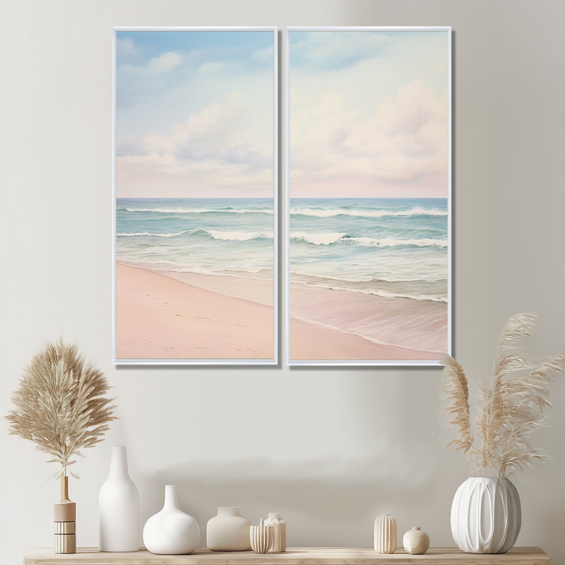 Radke - Large Coastal Beach Wall Art, 40" H x 40" W, Floater Framed Print, White