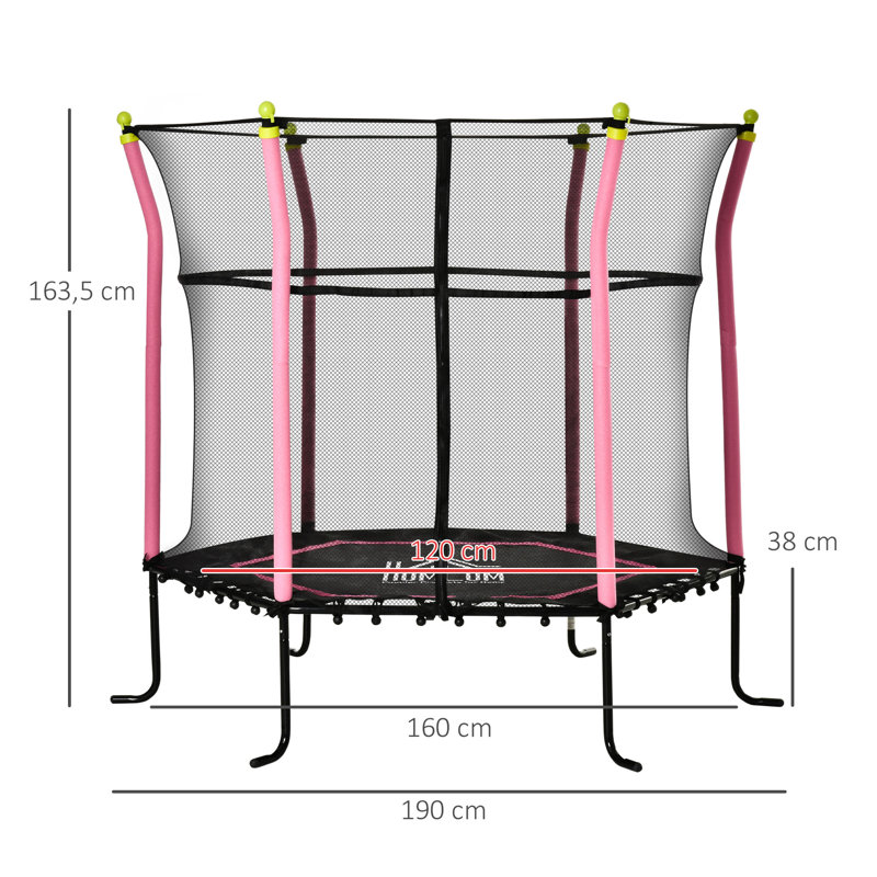HOMCOM Hexagon Kid / Toddler Trampoline, Pink