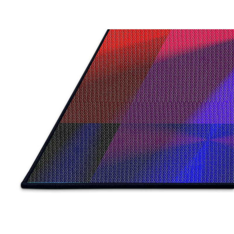 Tapis de zone mauve/rouge à motifs, Rectangle 3 pi x 5 pi