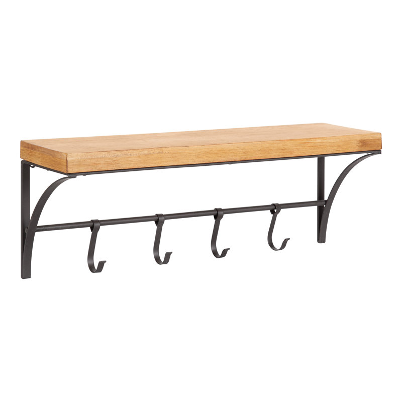 Tablette en bois massif avec crochets Earp