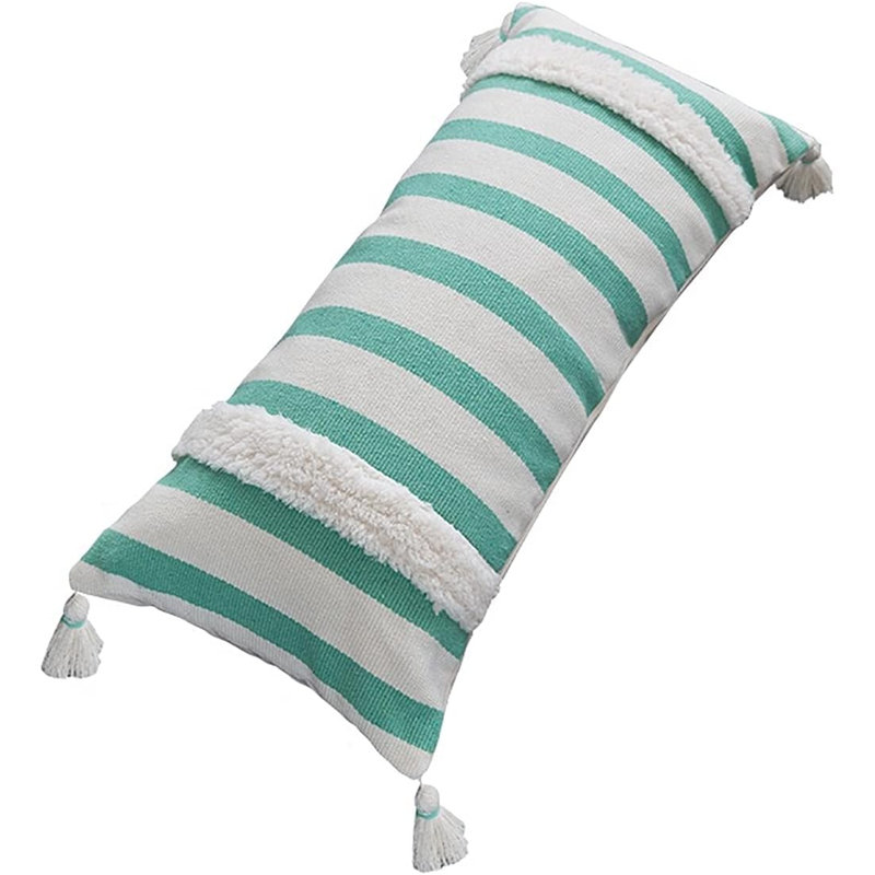Coussin rayé, Vert, Housse de coussin seulement - sans coussin