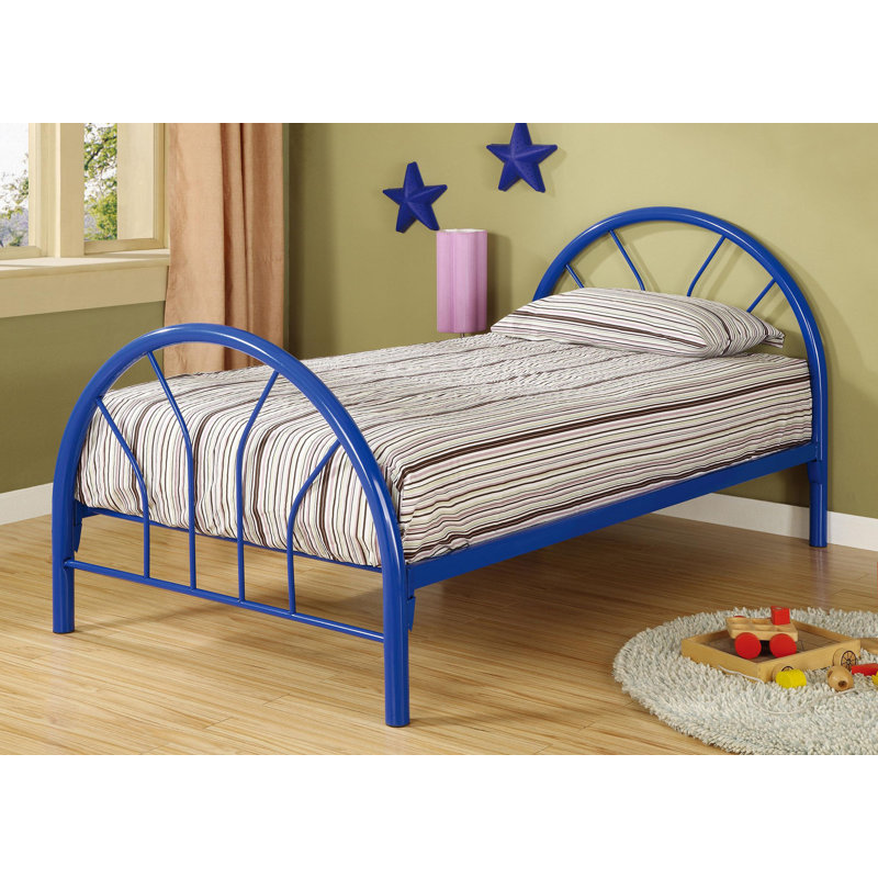 Metal Twin Open Frame Bed, Blue