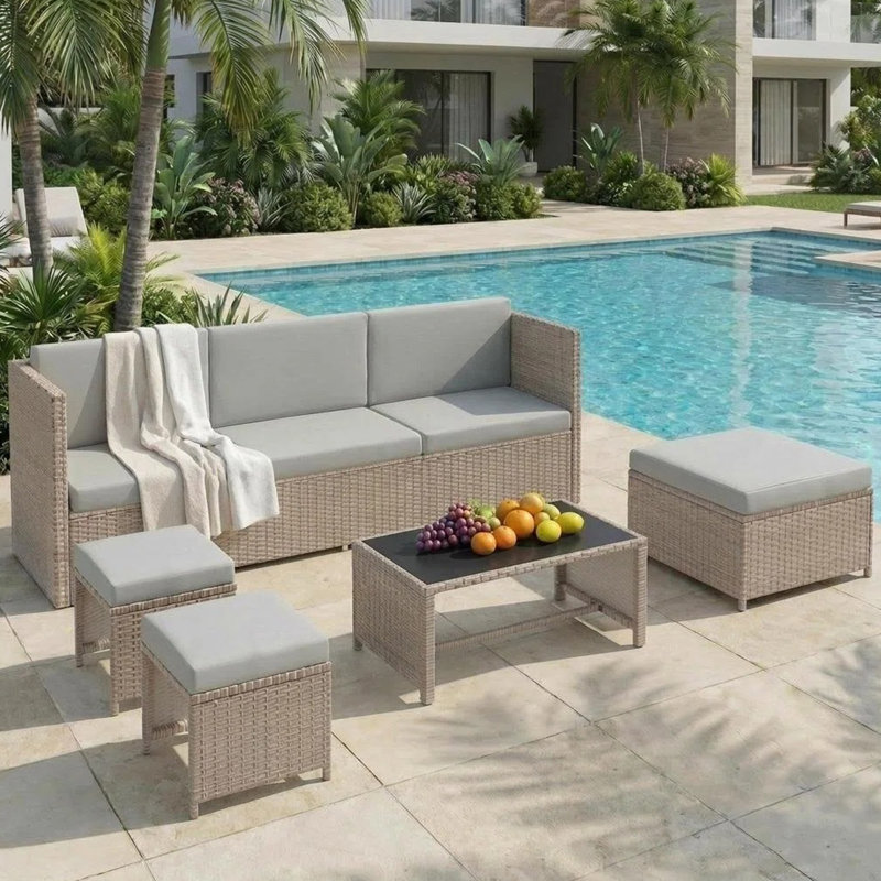 170cm Wide Straight Metal Patio Sectional Set