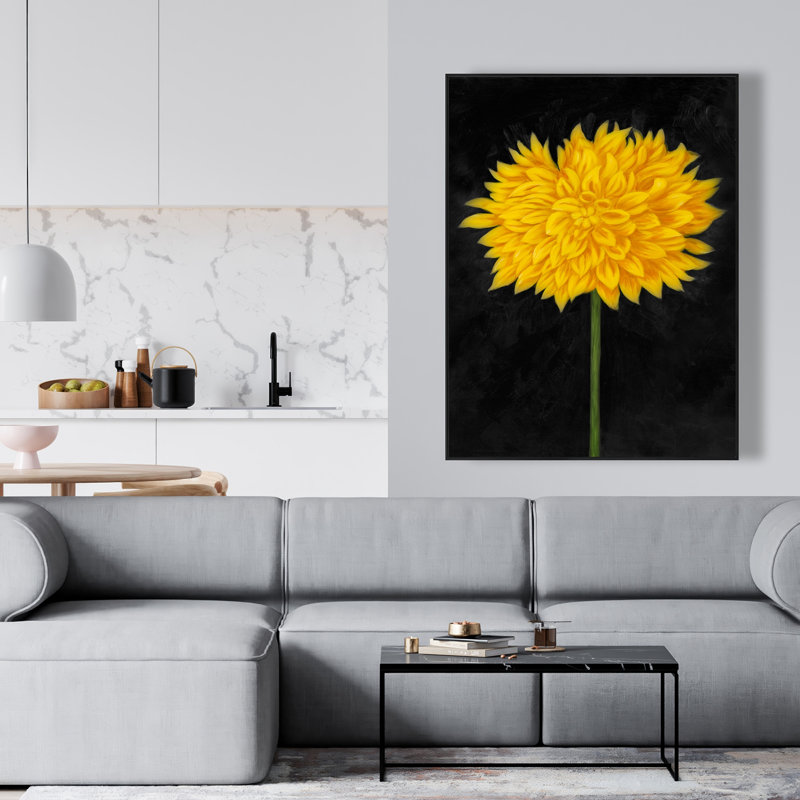 Yellow Chrysanthemum - Rustic Botanical Framed Canvas Decor
