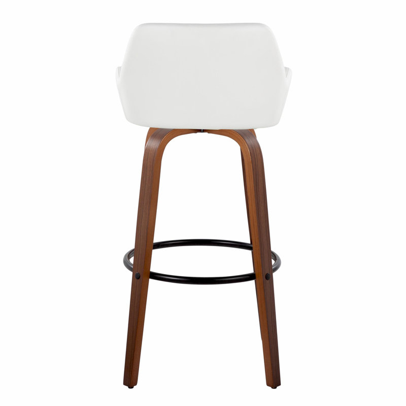 Contemporary Fixed-Height Barstool, White, Brown/Black