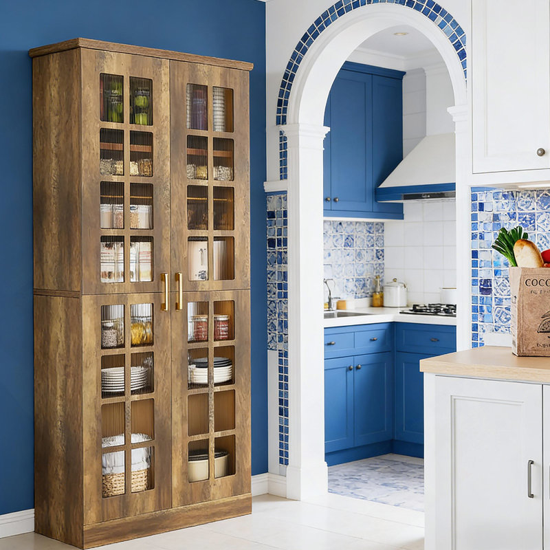 Armoire de rangement haute, garde-manger spacieux, armoire de cuisine