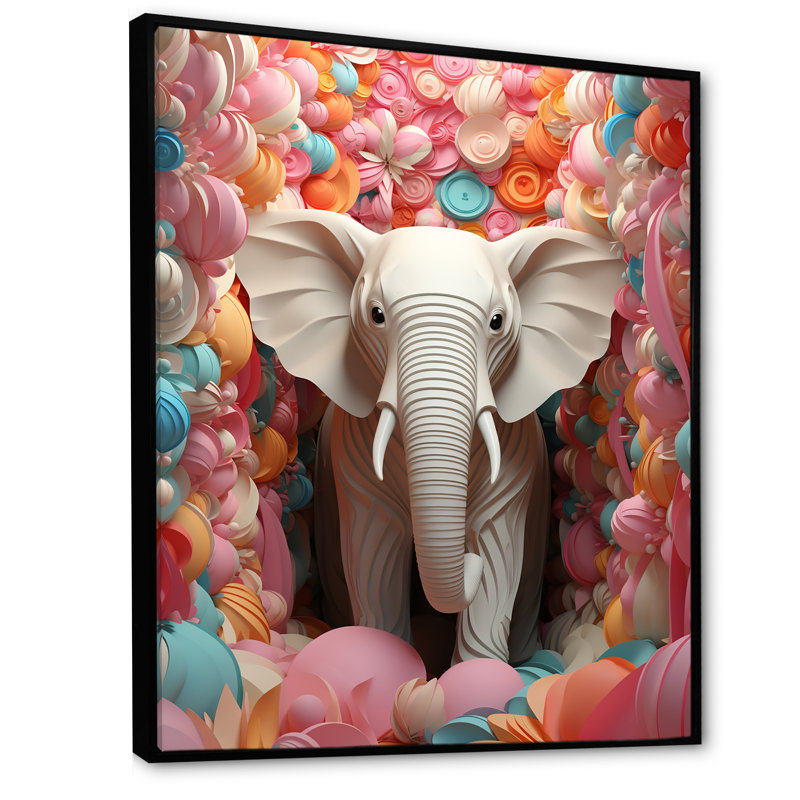 «Elephant Dreams In Colors I», reproduction sur toile, Cadre flottant noir, H 40 po x l 30 po x P 1,5 po