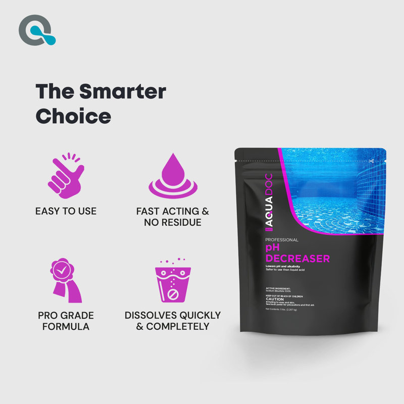 MAV AquaDoc pH Down for Pools - 5 lb - Baisse de bisisate de soude pour la piscine et l'alcénité - Dissolvant facile pour les produits chimiques de piscine secs fabriqués aux États-Unis