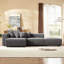 Canapé modulaire gris en velours côtelé gris, style moderne-453410395