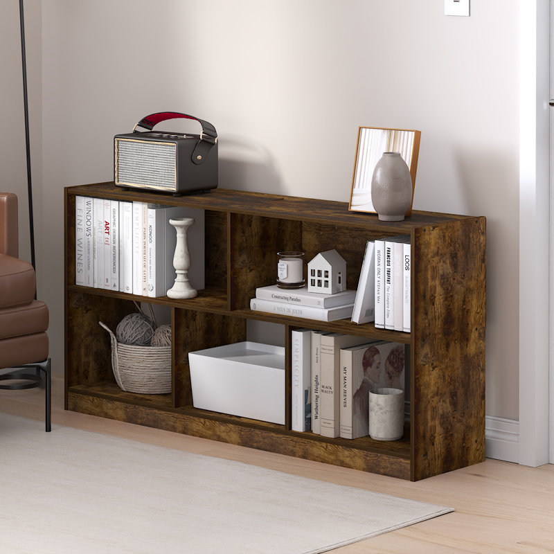 Daly 119.99cm W Standard Bookcase, Amber Pine, (2 Shelves) 59.99cmH x 119.99cmW x 27.79cmD