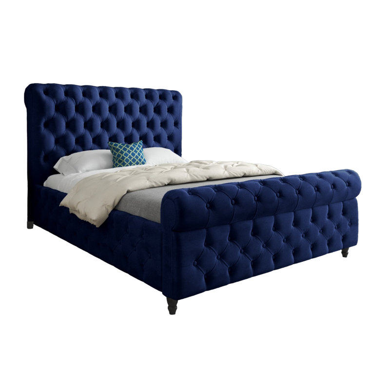 Aleesha Upholstered Bed, Single (3'), Blue