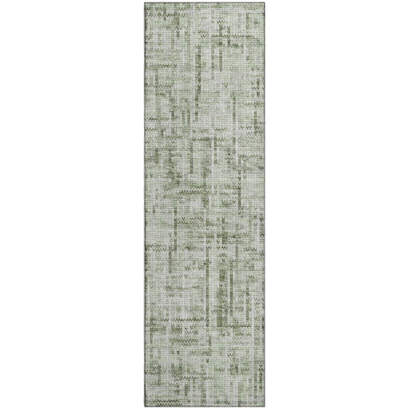 Premium Machine Washable Mayfield AMF2130 Striped Rug, 2'3" x 7'6" Runner, Green