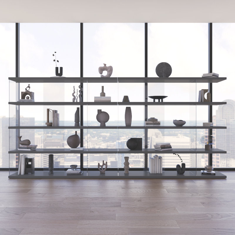 Matana 141.8" Bookcase with Matte Finish, Gray