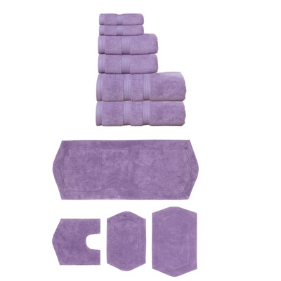 Bryd Collection 100% Soft Cotton 6 Pc Towel Set & 4 Pc Bath Rug Set, (Set of 10)