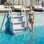 Échelle de piscine hors-sol, échelle de piscine robuste à 4 marches avec marches antidérapantes et mains courantes doubles, capacité de charge de 500 lb, pour 46 à 58 pouces