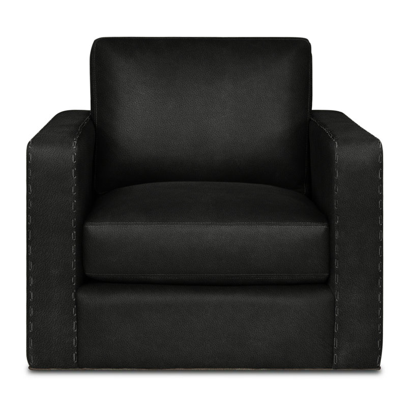 Fauteuil en cuir véritable Magdalena, Onyx (rêveur), Bronze satiné foncé
