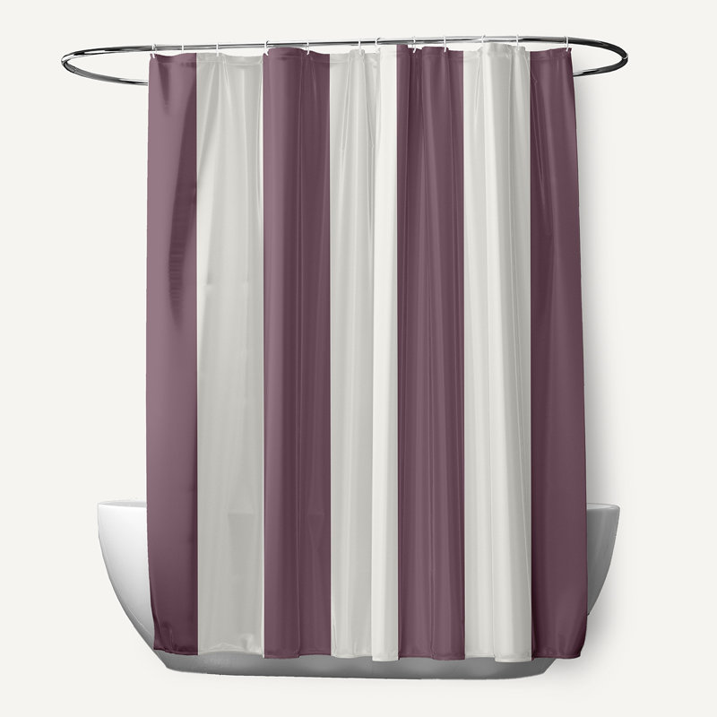 Rideau de douche rayé simple, Mauve poussiéreux