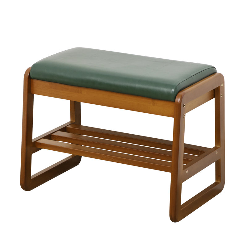 Banc de rangement en similicuir, Brun, Vert