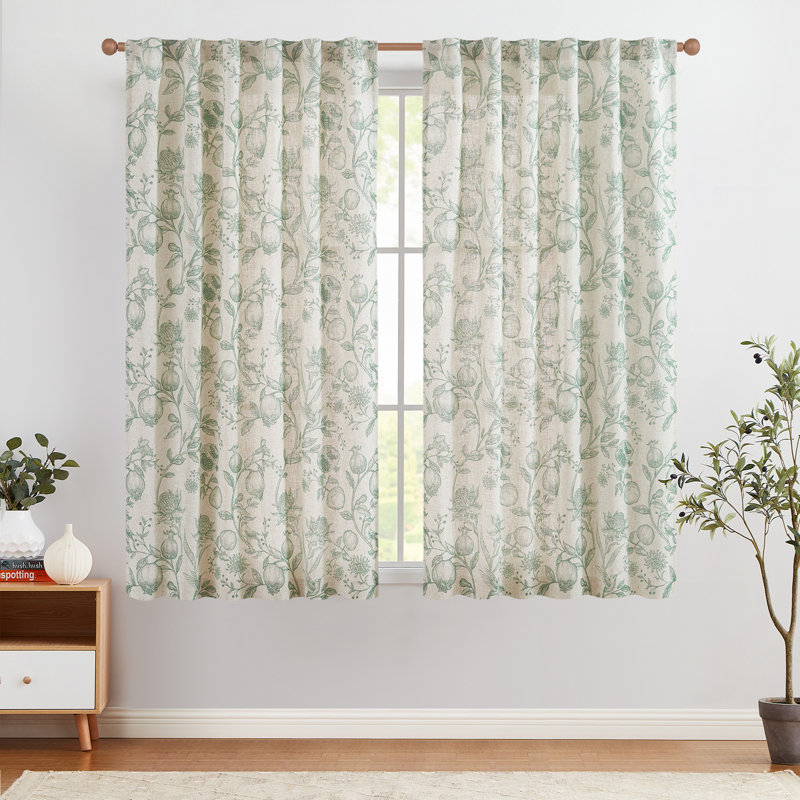 Paire de rideaux obscurcissant en lin Nathnael, L 50 po x L 63 po, Vert