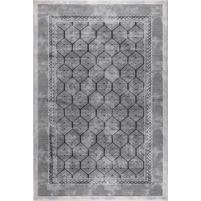 Marissa Collection Grey Geometric Transitional Area Rug