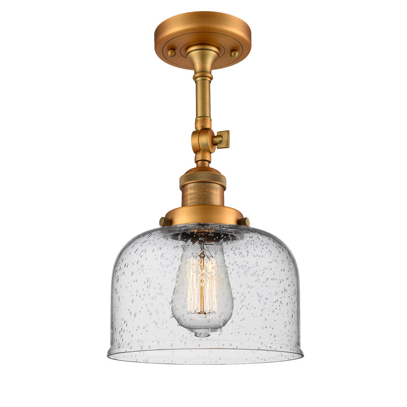 Plafonnier simple semi-encastré 8 lumières Handley, Grainé, Ampoule DEL rétro de 3,5 watts, Laiton brossé