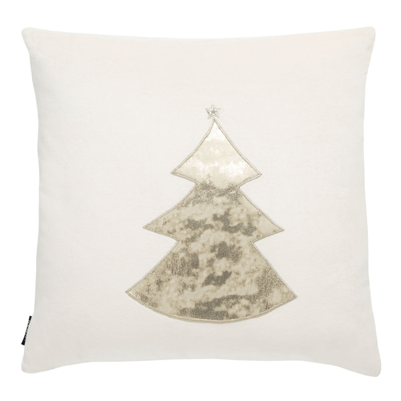 Embroidered Cotton Blend Reversible Throw Pillow
