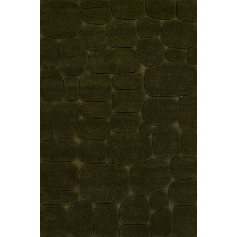 Tapis vert en laine touffeté à la main Aelin, Rectangulaire 8 pi x 10 pi