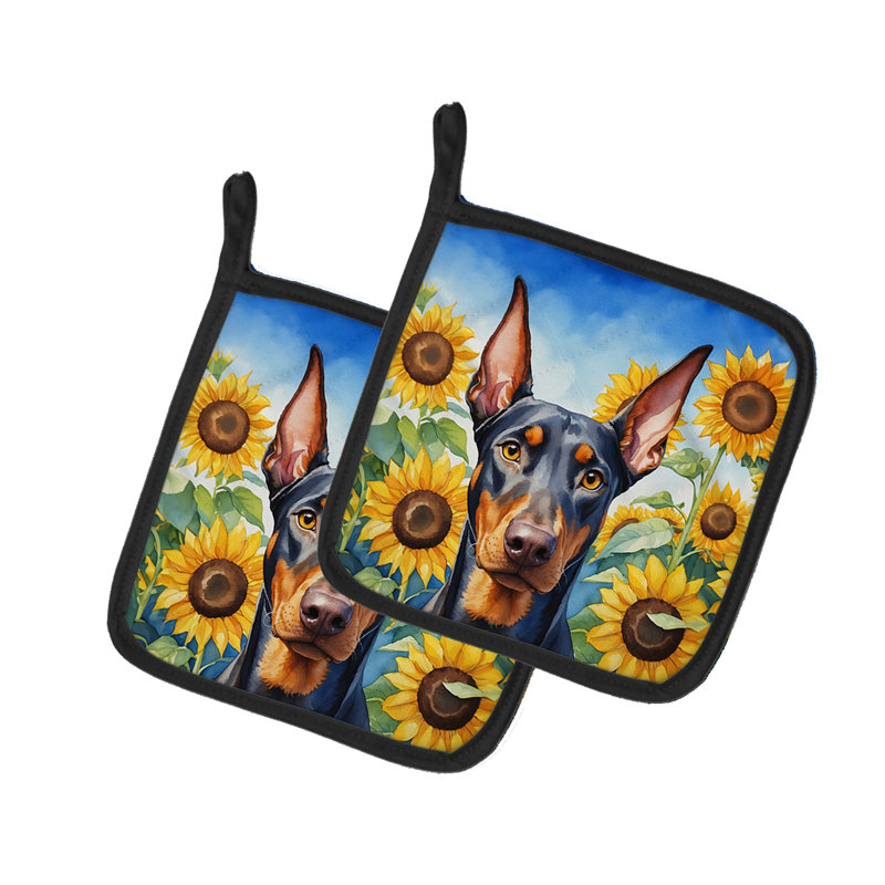 Ensemble de poignées en polyester Caroline's Treasures In Sunflowers