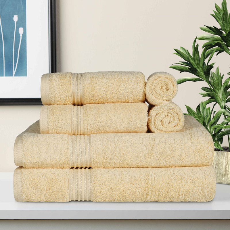 100% Standard Cotton Luxury Bathroom Towel (Set of 6), Beige