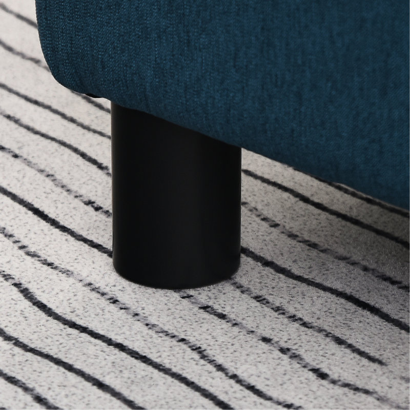 Repose-pieds avec tissu en lin bleu et pieds en plastique, ajoutant du confort au salon Des pieds rembourrés confortables pour un espace élégant