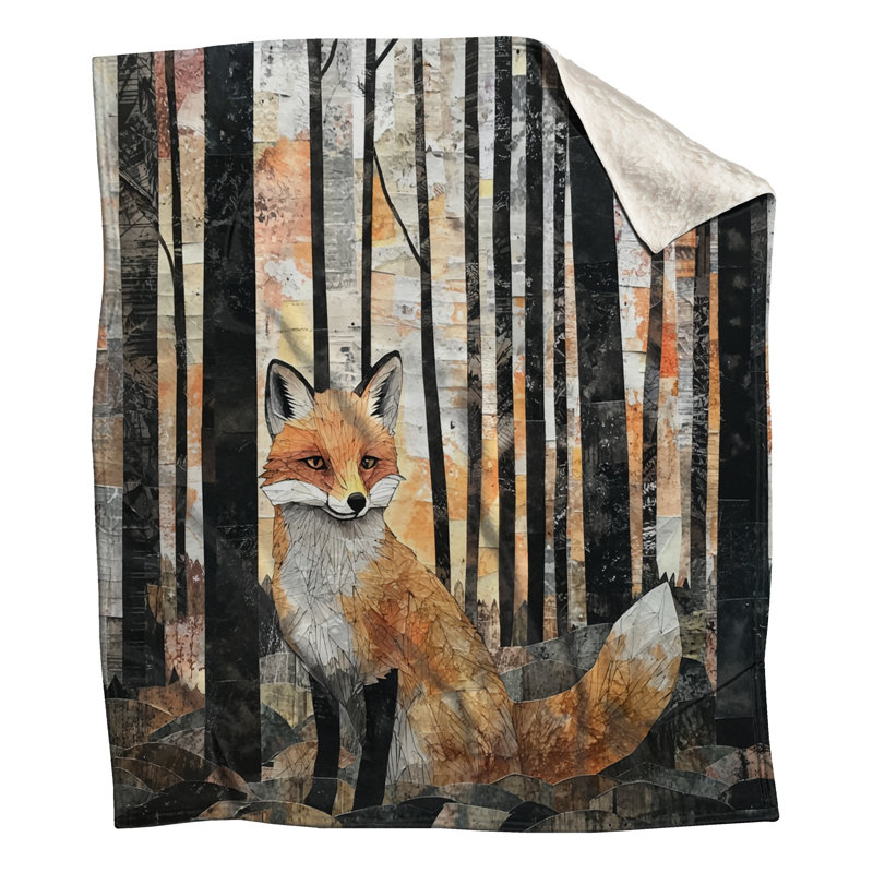 Couvertures Fox In Forest Collage, L 60 po x H 80 po