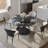 Suzzie Modern Round Turnable Dining Table for 4-6 with Sintered Stone Tabletop, Carbon Steel Base-103232737-103232738