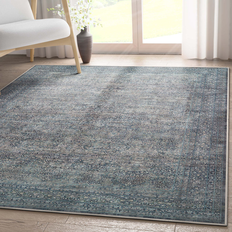  Tapis persan oriental bleu Asha Juliette, Rectangle 6 pi x 9 pi