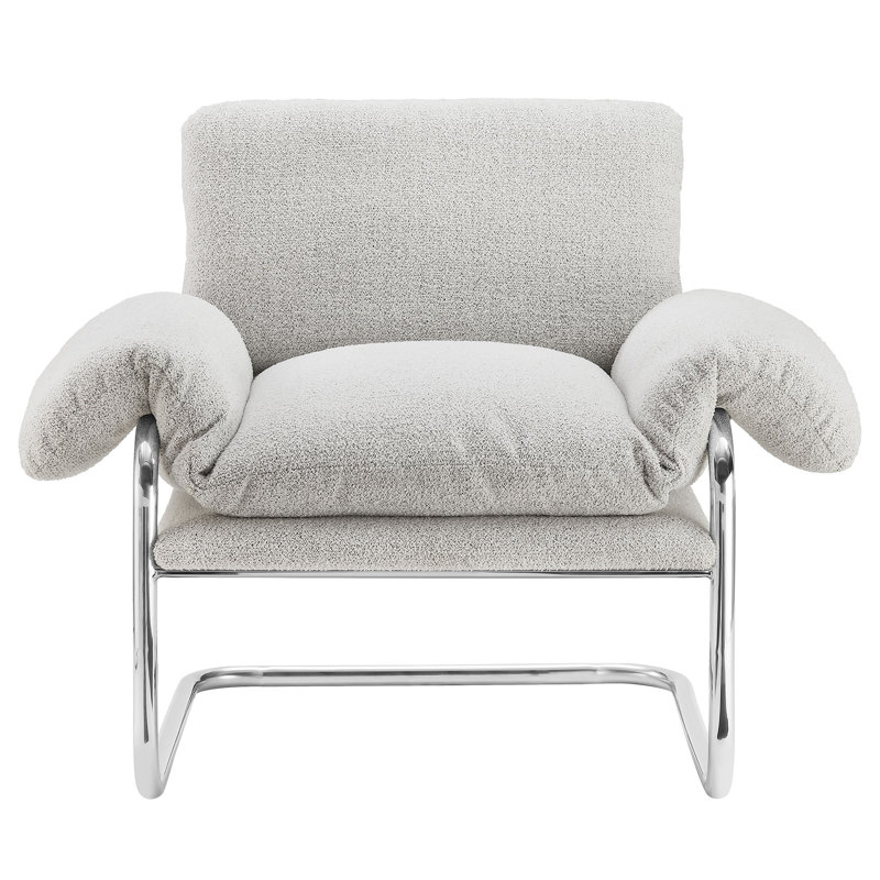 Ansel Boucle Fabric Accent Chair, Newsprint