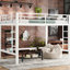 Grand lit mezzanine en métal blanc avec échelles doubles, espace de rangement flexible et rangement épuré