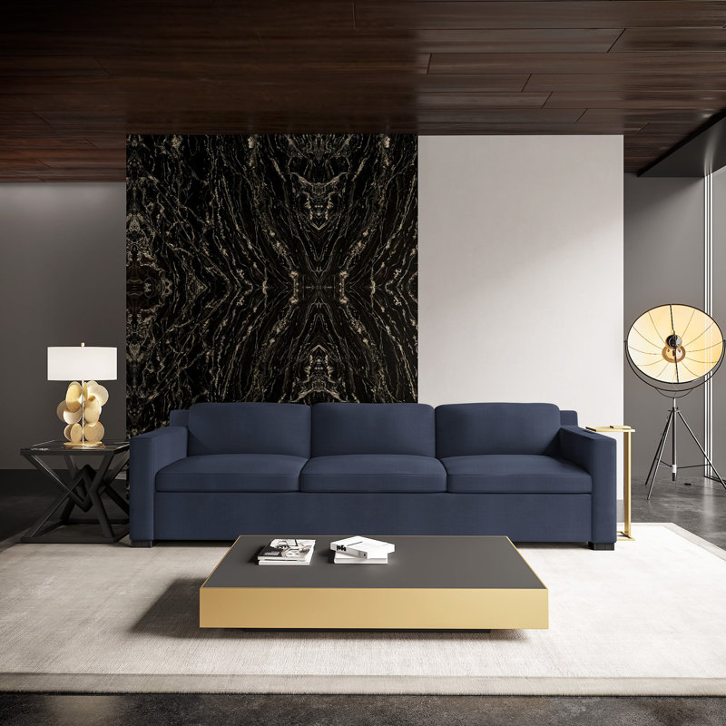 Mercer Track-Arm Extra Long Sofa, Weathered, Box Weave Linen Blue Print, 33.5" H x 120" W x 39" D
