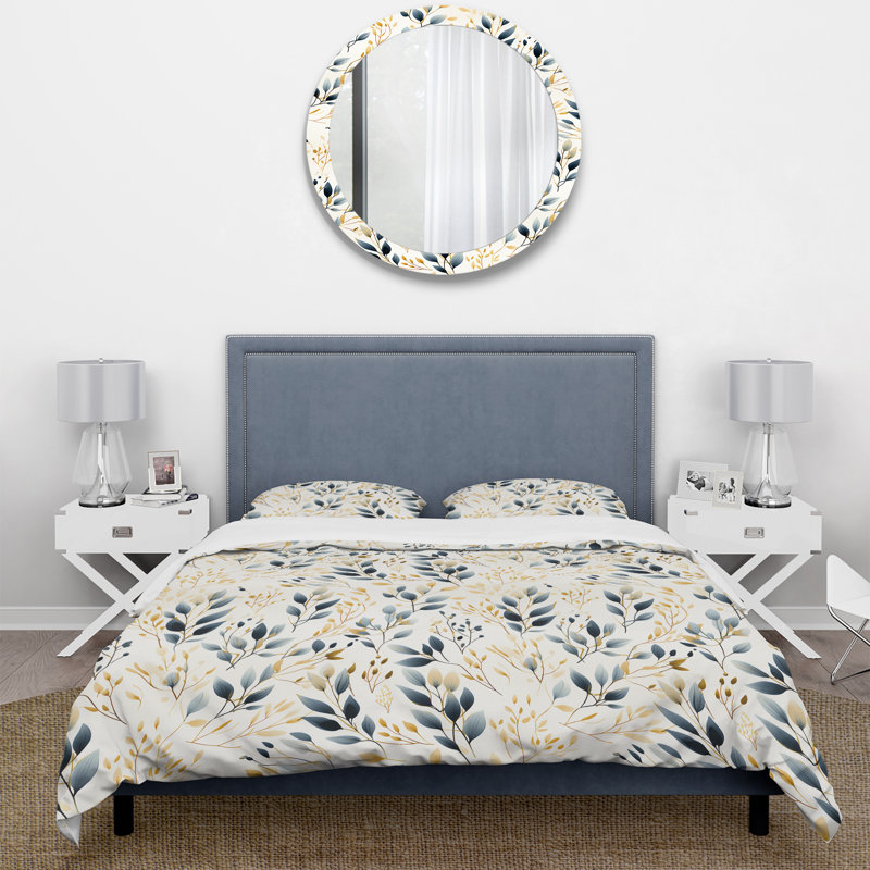 Ensemble de housse de couette Minimalist Leaves I, Housse de couette simple + 1 taie décorative stan