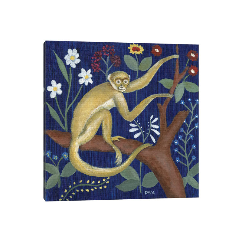 «Venezia Monkey Garden II» par Tava Studios - peinture sur toile tendue, H 12 po x l 12 po x P 0,75 po