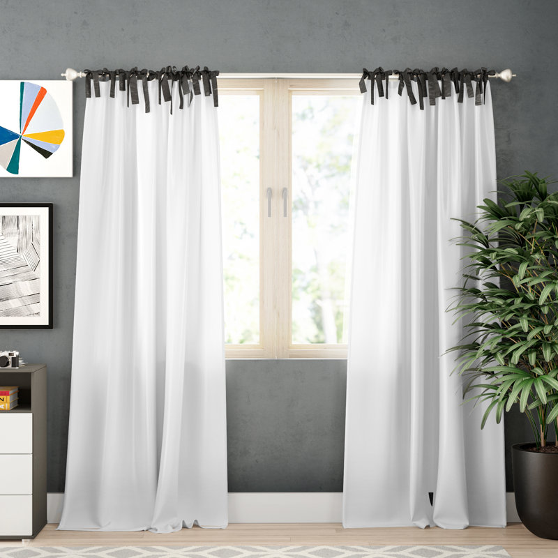 Paire de rideaux semi-transparents avec pattes Hemlen, l 52 po x L 84 po