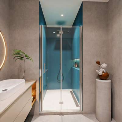 Adjustment,Universal Pivot Shower Door, Open Outside, With 1/4" Tempered Glass