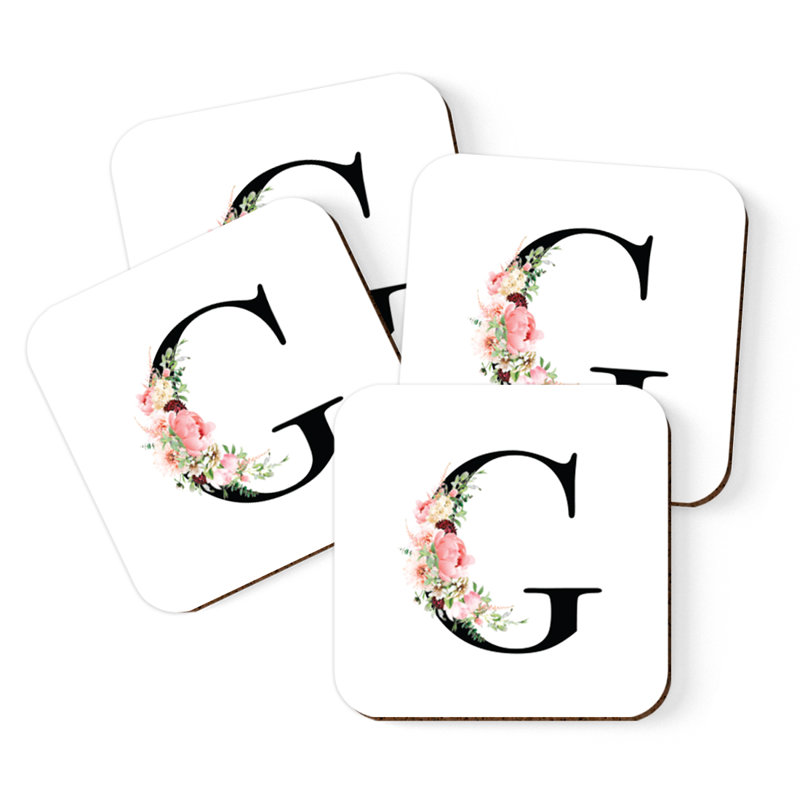 Sous-verre à motif floral rosé, G