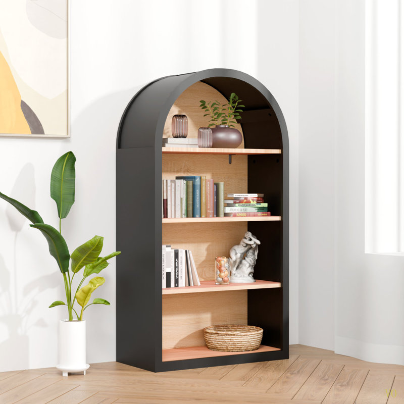 4-Tier  Arched Bookshelf, 43" Tall Arched Bookcase With Storage Shelves Stylish Design, Stable & Safe Storage
