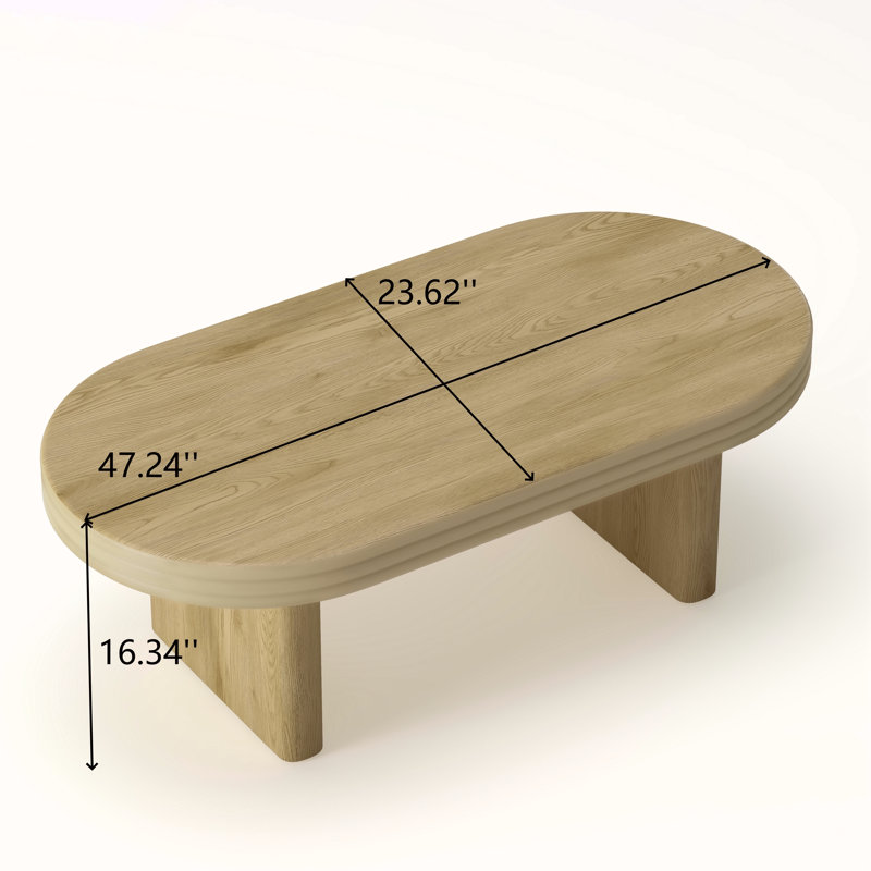 Table basse ovale moderne Mid Century, Naturel
