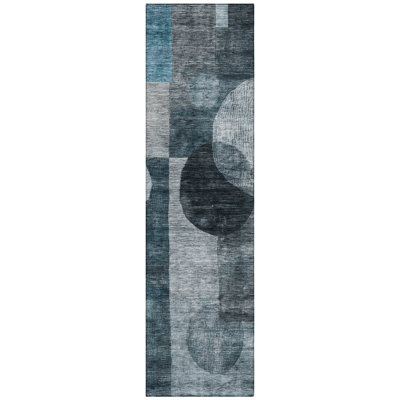 Machine Washable Indoor/Outdoor Chantille ACN1114 Teal Rug