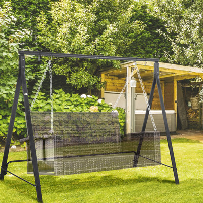 Portique de balançoire en métal, capacité de 528 lb, noir, pour le plaisir de la balançoire robuste, aire de jeu pour la cour arrière, structure en acier noir, fabrication distinctive