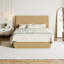 Élégante base de lit pour grand lit avec lumières DEL, design moderne ondulé en bois ondulé, finition chêne-333586850