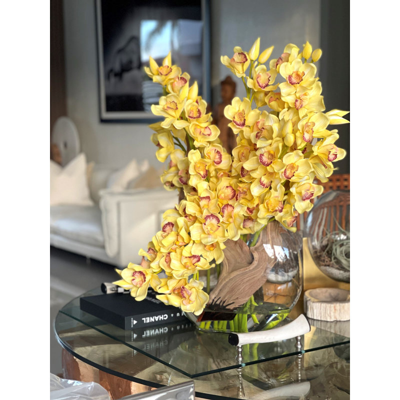 Cymbidiums In Moon Vase, Yellow