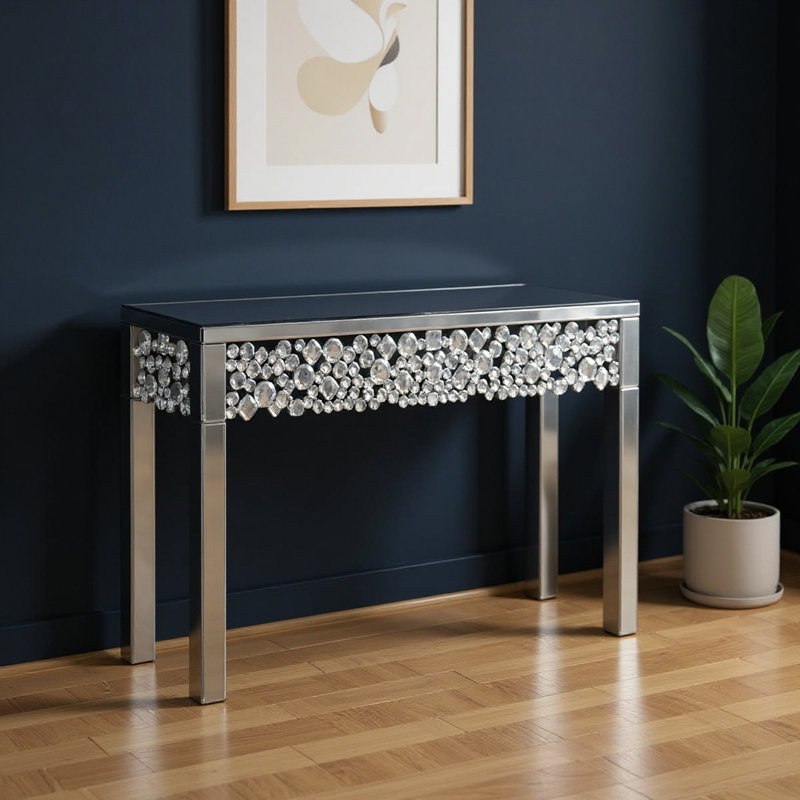 Console 47 po en verre miroitant argenté